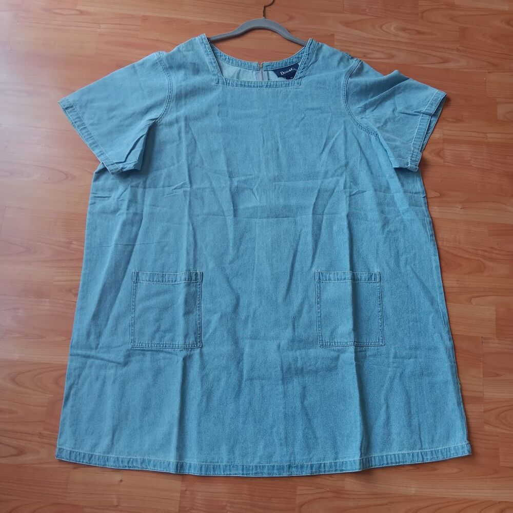 Vintage Denim&Co.  Womens Cottagecore Denim‎ Blue Dress Size 3X Prairie Boho